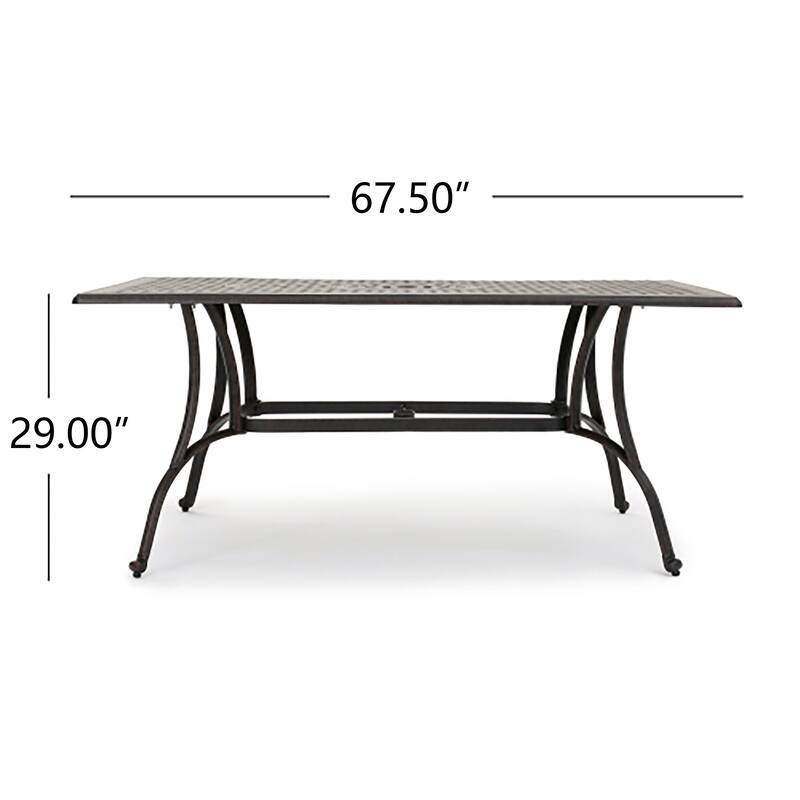 Alfresco Cast Aluminum Patio Dining Table by Christopher Knight Home - 67.50 L x 37.50 W x 29 H