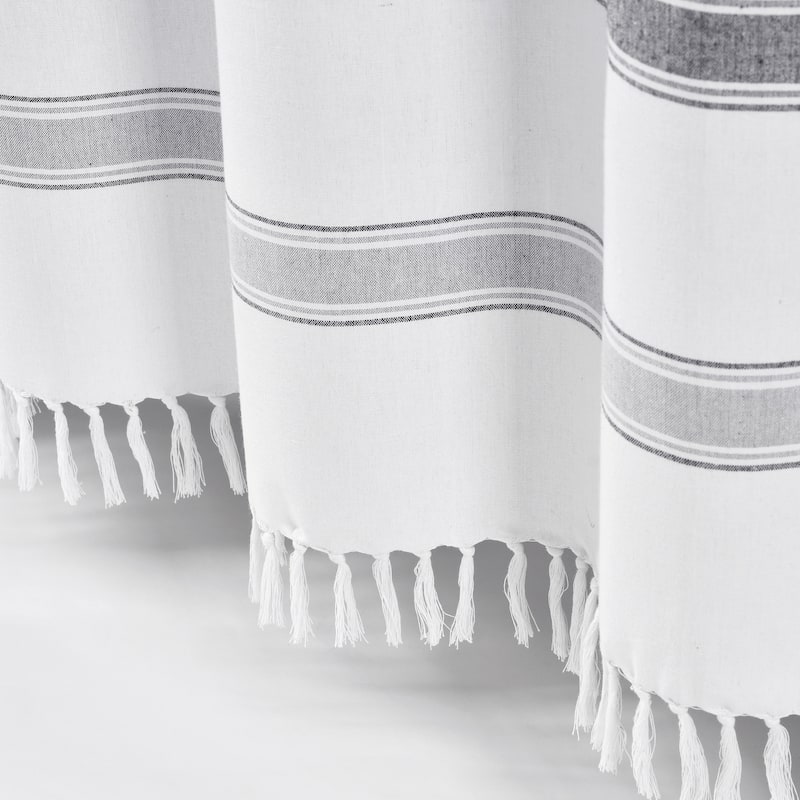 Lush Decor Stripe Woven Textured Yarn Dyed Cotton Shower Curtain