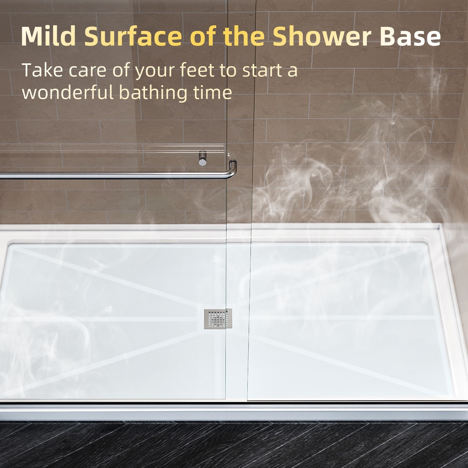 Elegant Rectangular Shower Base in White Center Drain Single
