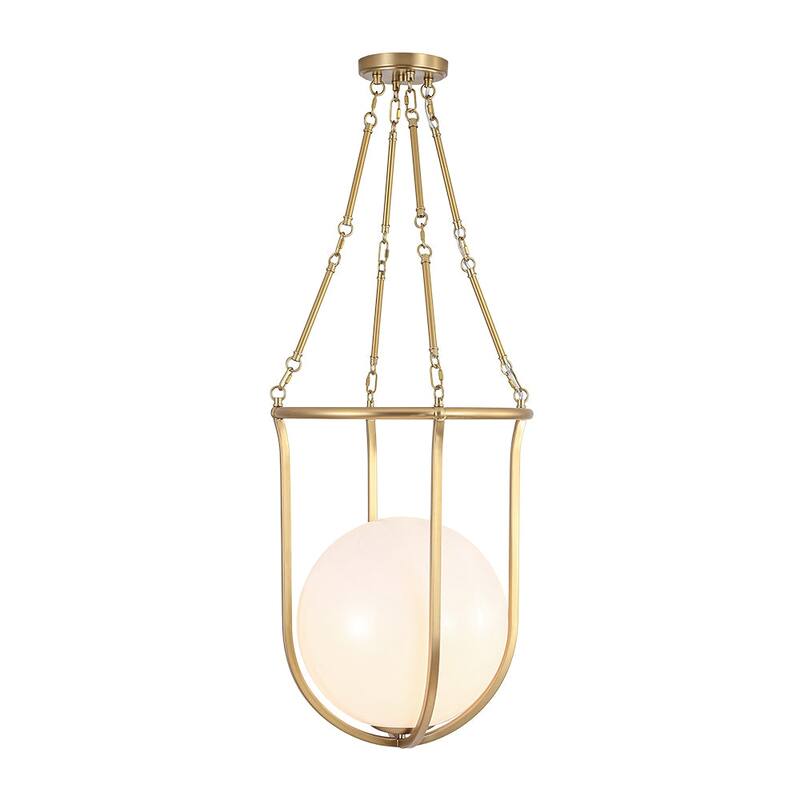 Mid-century 1-Light Glossy Glass Caged Semi-flush Mount - 17.7 in