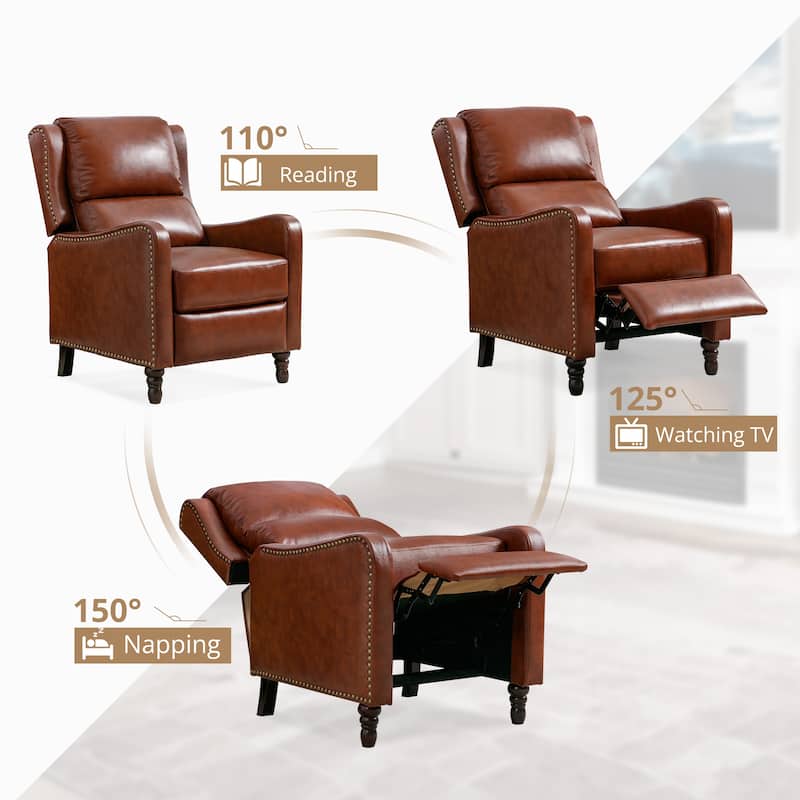 Leather Pushback Recliner Comfortable Living Room Chair