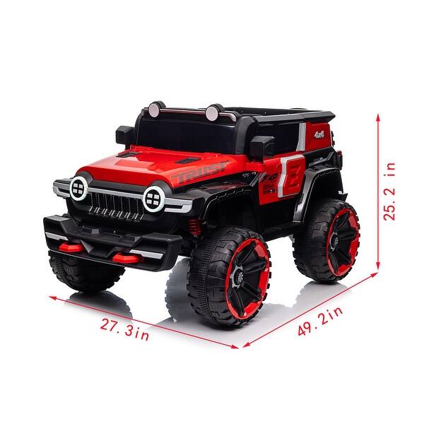 dimension image slide 1 of 2, Christmas Gift for Kids 12V Electric Ride On Car with Parental Control Music Board and Safety Features