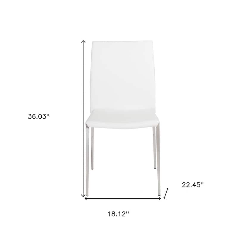 HomeRoots Set of Two Gray Faux Faux Leather Steel Stacking Chairs
