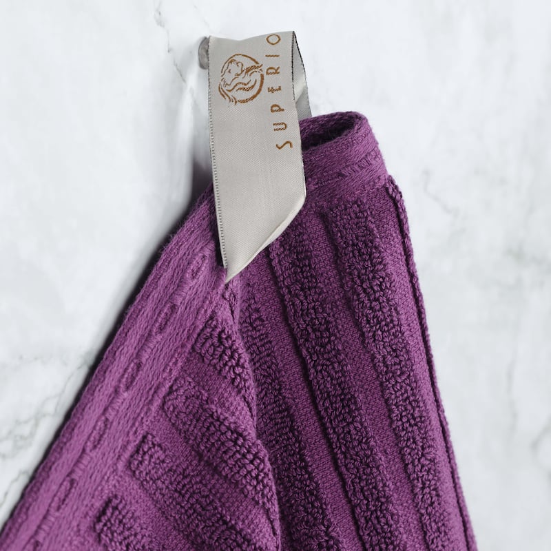 Superior Ribbed Cotton Absorbent Heavyweight Hand Towel and Bath Towel Set
