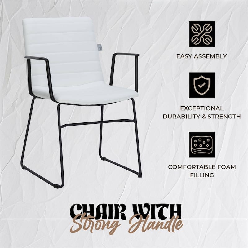 Zylar Ergonomic Guest Chair with Leather, Stainless Steel Base, High-Density Foam, Modern Design for Office or Waiting Room