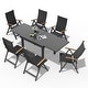 preview thumbnail 15 of 19, 5/7/11PC Outdoor Aluminum Expandable Rectangle Patio Dining Table with Folding Chairs