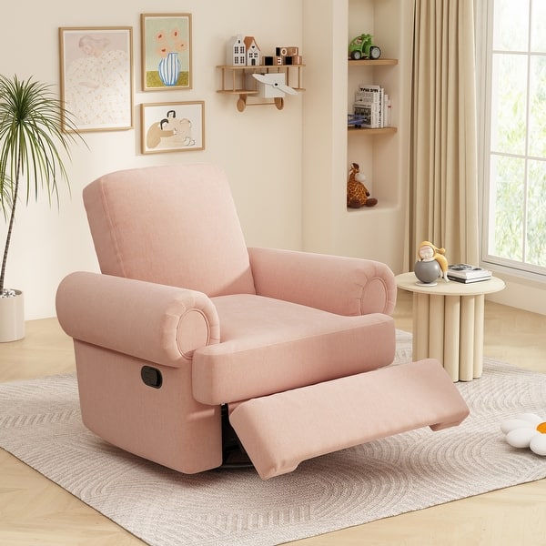 slide 2 of 20, Christopher Knight Home - Thorne Chenille Swivel Recliner Rocker Chair with Adjustable Backrest Pink