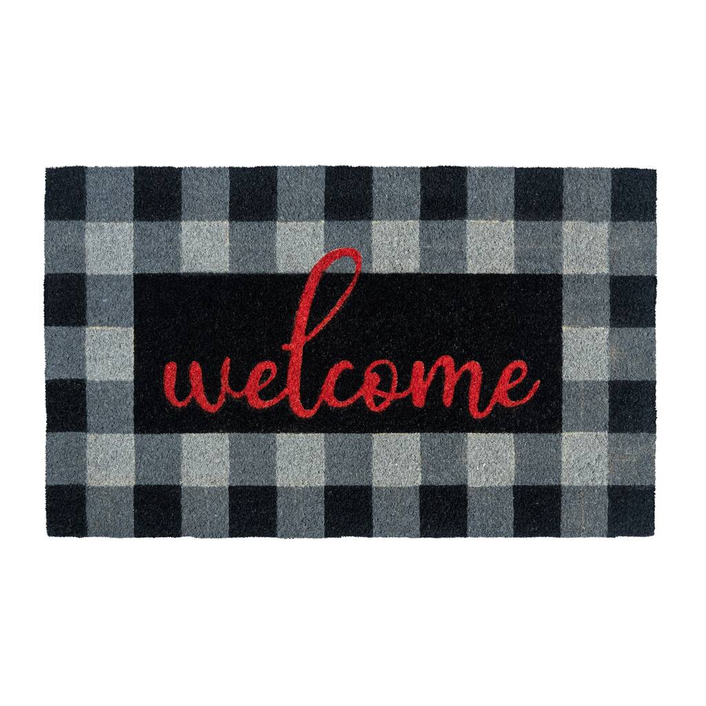 Entryways Buffalo Plaid Welcome Coir Doormat - 17 x 28