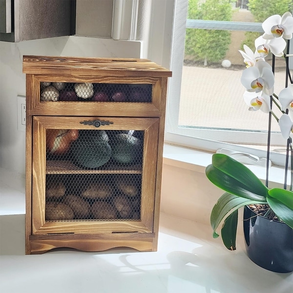 Wooden Countertop Potato and Onion Storage Bin Box Rustic Color S On Sale Bed Bath Beyond 39956497