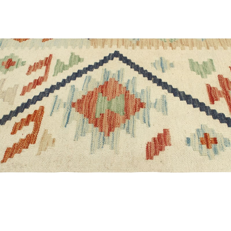 Sun Faded Flatweave Ormazd Beige/Navy Rug - 6'5" x 10'0"