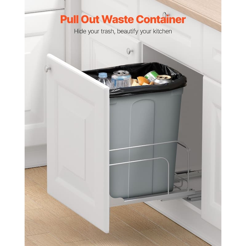 35QT Soft Close Pullout Trash Bin Under Cabinet Waste Container for Kitchen - 35-QT