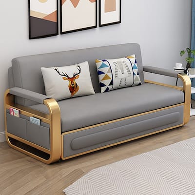 51.18" Folding Upholstered Sofa Cushion Back Futon Chair Convertible Sofa with Storage
