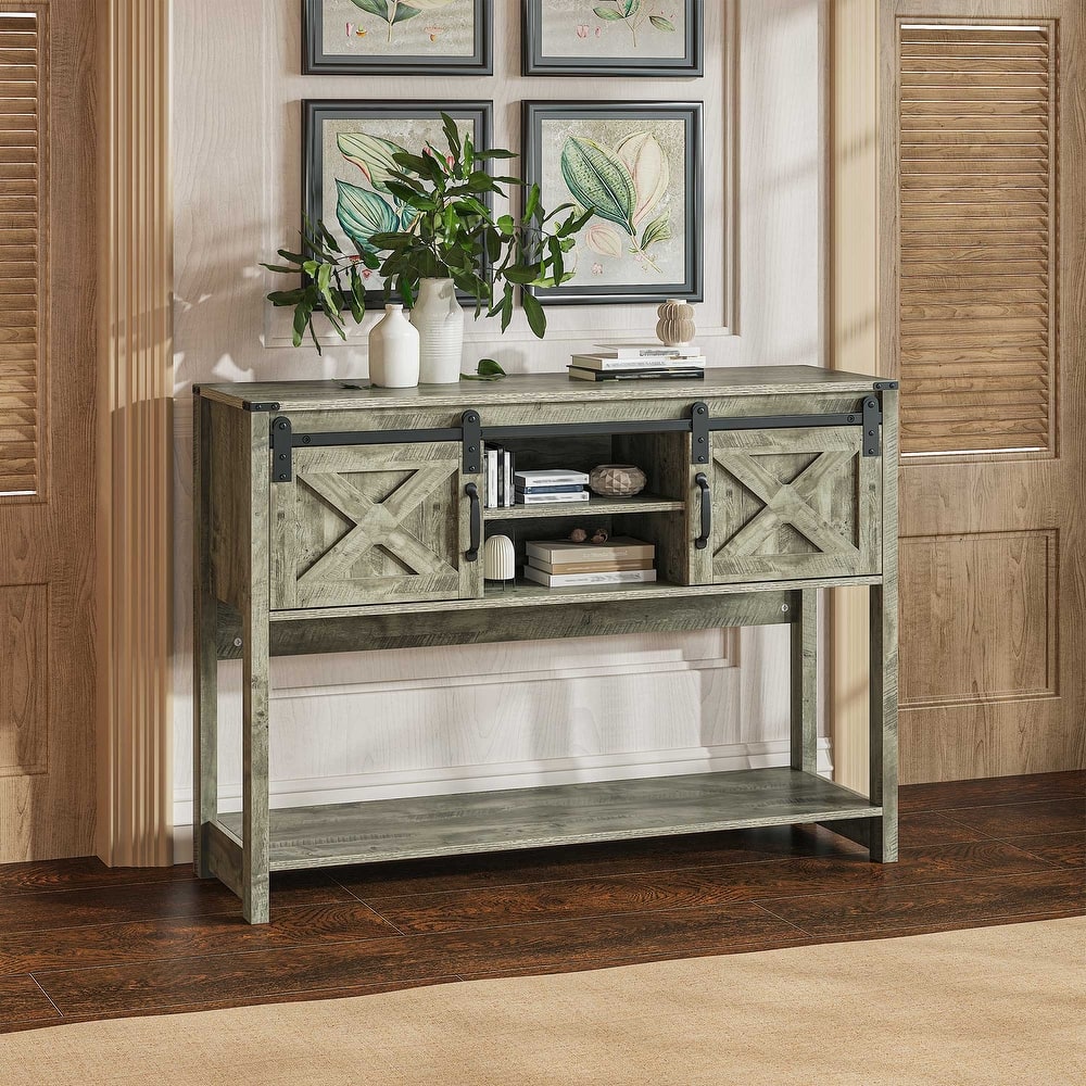 46" Console Table with Sliding Barn Door