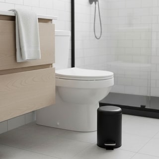 Evideco Soft Close Small Round Metal Bathroom Floor Step Trash Can - 3 liters - 0.8 gal