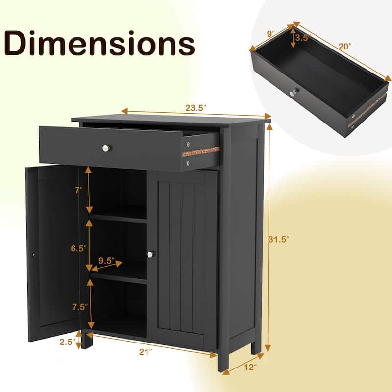 Costway Bathroom Floor Cabinet Freestanding Storage Organizer with 2 - See Details