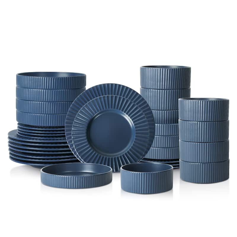 Christian Siriano Lusso Stoneware Dinnerware Set - Ash Blue - 32 Piece