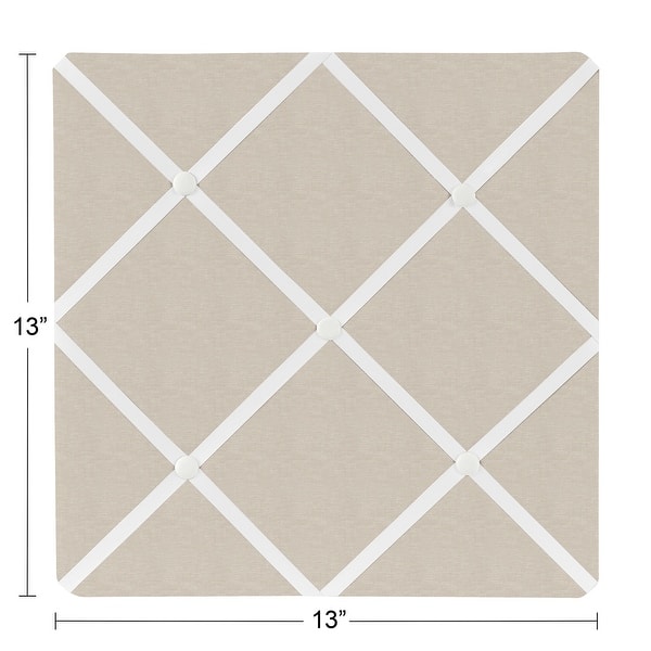 Boho Bohemian 13in Fabric Memory Photo Bulletin Board - Neutral Ivory Beige Tan Taupe Woodland Farmhouse Botanical Floral Linen