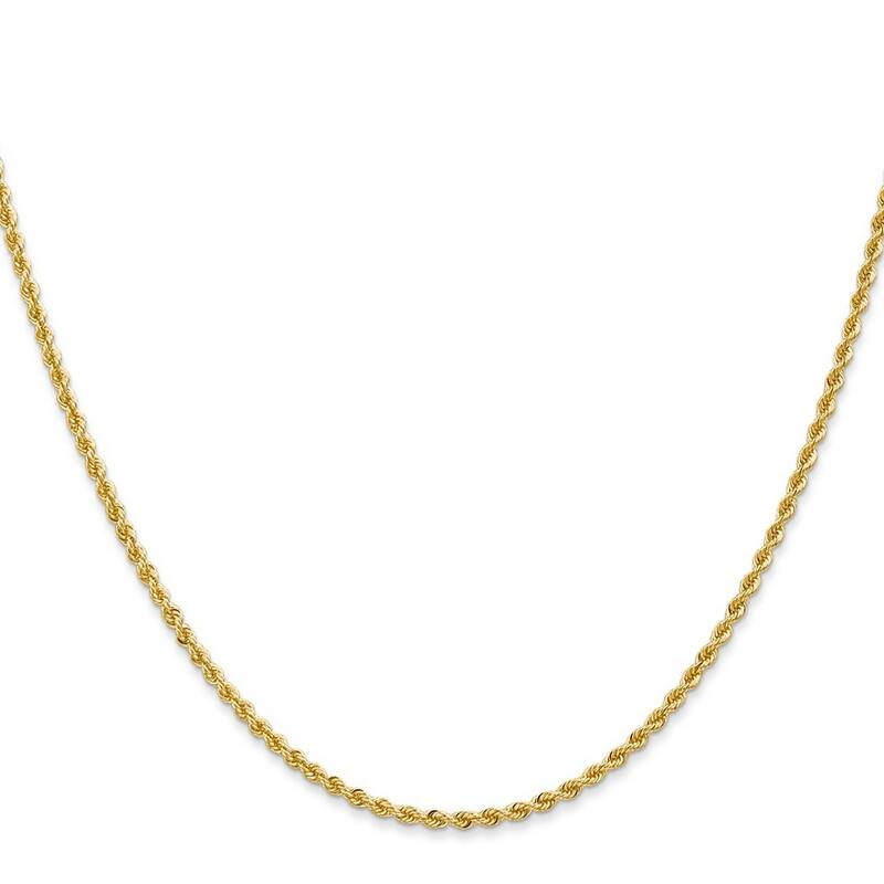 Curata 14k Yellow Gold Solid 2mm Handmade Regular Rope Chain Bracelet