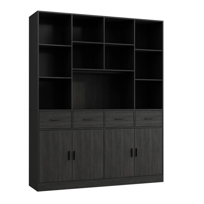 Wood Large Bookshelf Furniture for Bedroom Home Office Living Room - 78.7"H x 63"W