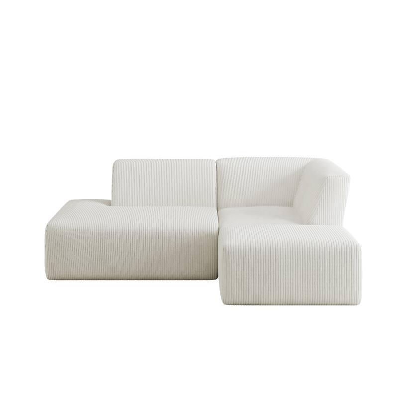 Modular All-Foam Corduroy Compression Sofa With Ottoman