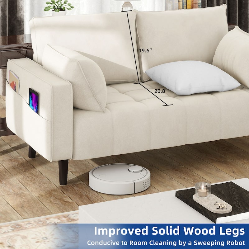 Moasis 56" Velvet Tufted Loveseat Sofa with Button Tufted Seat and Side Storage Pocket