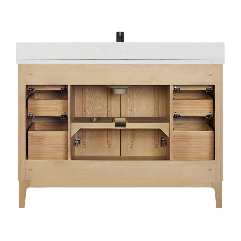Gara Single Bath Vanity with Composite Stone Top and Mirror