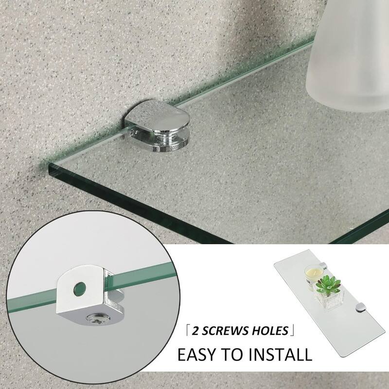 Floating Glass Shelves for Bathroom, Tempered Glass Shelf