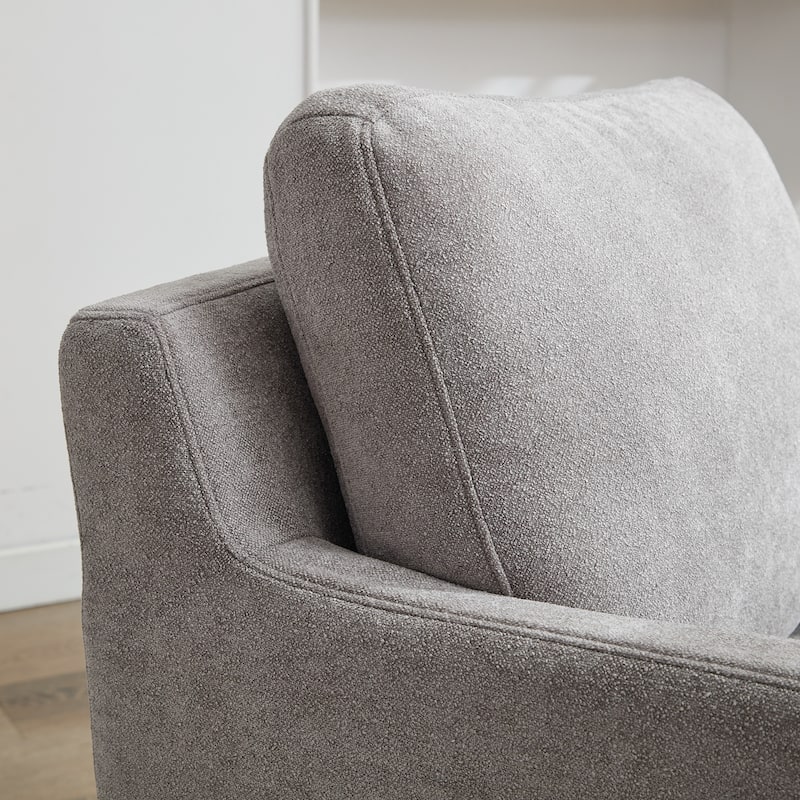 Swivel Accent Chair, Upholstered Skirted Swivel Chair with Removable Back Cushion, 360 Degree Comfy Armchair