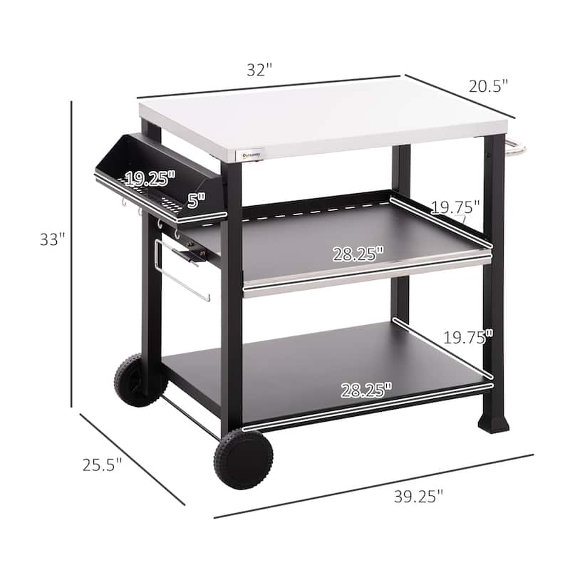 Three-Shelf Outdoor Grill Cart