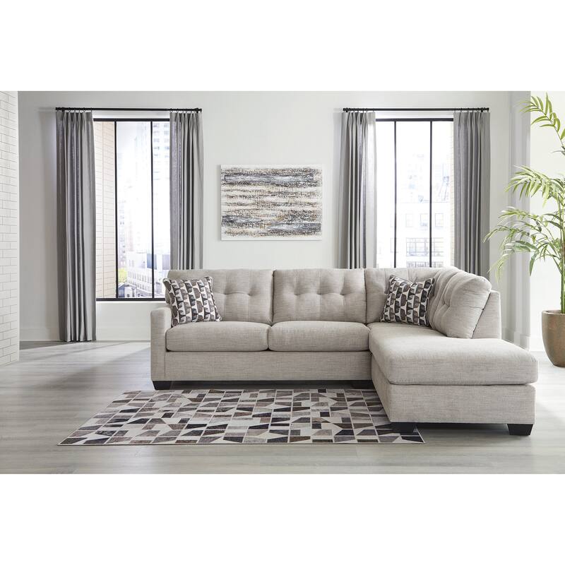 Signature Design by Ashley Mahoney 2-Piece Sectional with Chaise - 105"W x 90"D x 37"H - Pebble - Right Facing