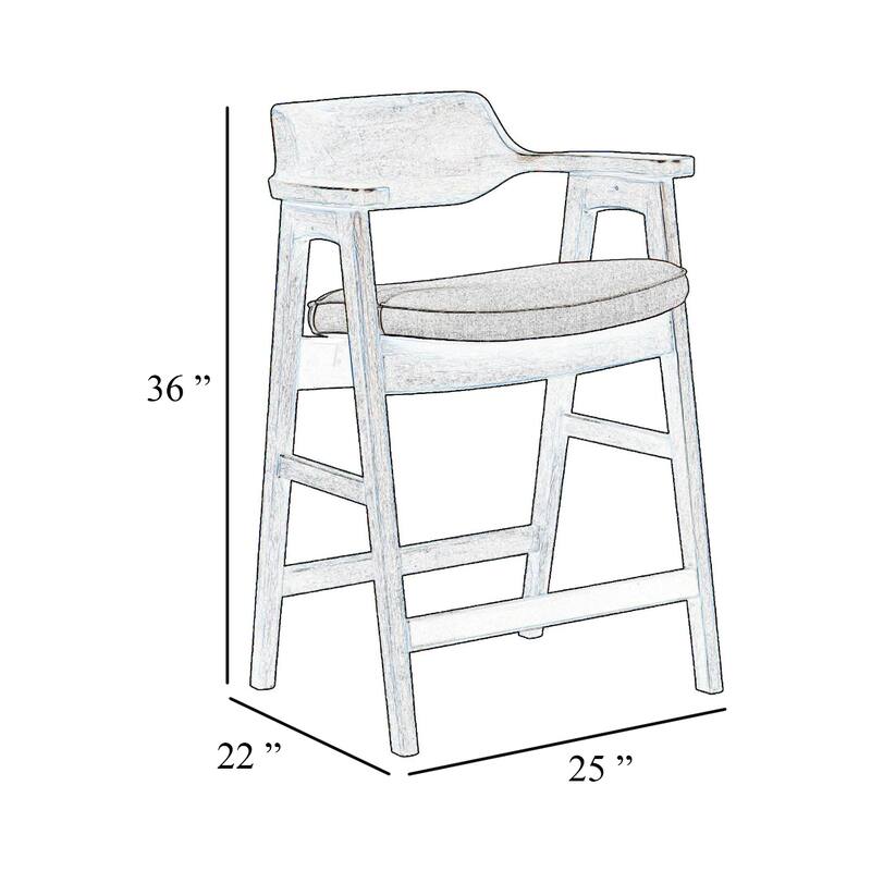 Zsy Counter Stool Chair, Open Back, Black Birch Wood and Faux Leather