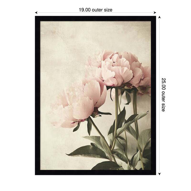 Soft Floral No. 2 by Tradelink inhouse artist Wood Framed Wall Art Print - 19 x 25 in - Black