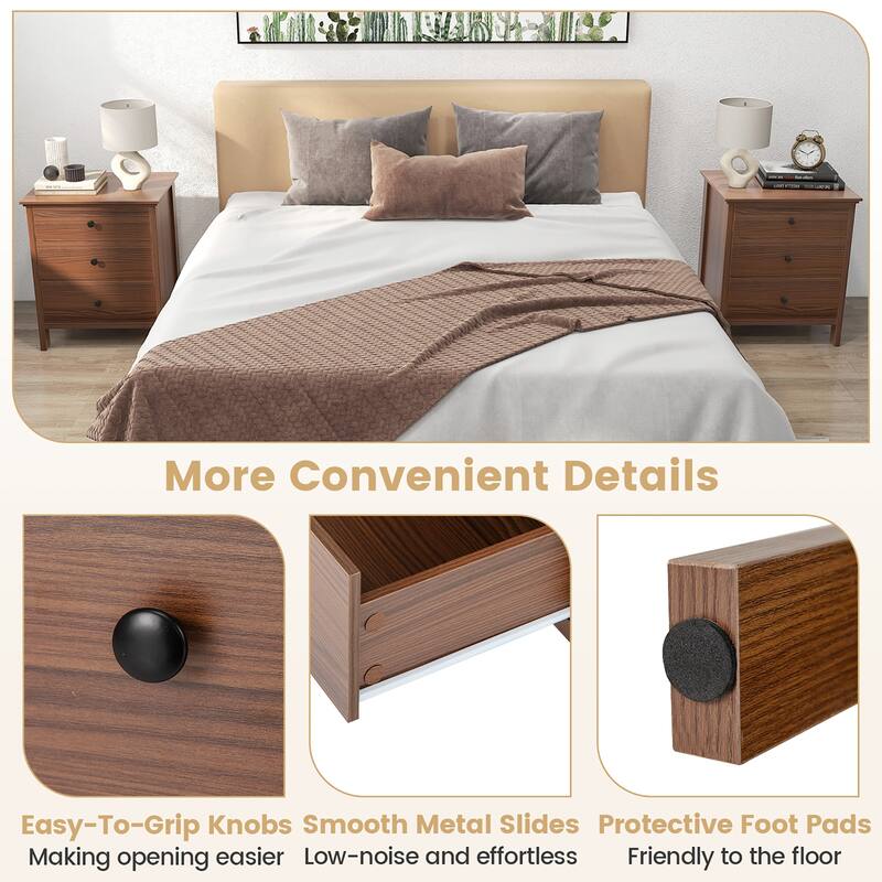 Gymax Set of 2 Nightstand Beside End Side Table Accent Table Brown - See Details