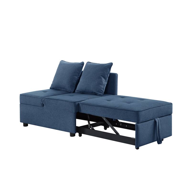 4-in-1 Sofa Bed - Convertible Recliner with Wood Frame