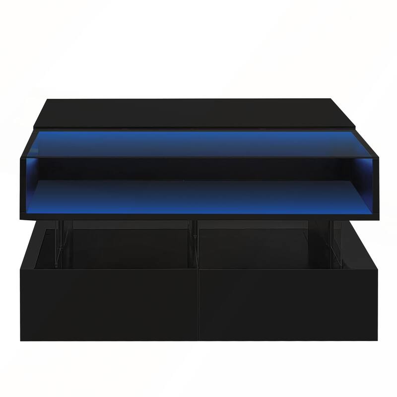 Modern Square Lift-Top Coffee Table with 2 Drawers