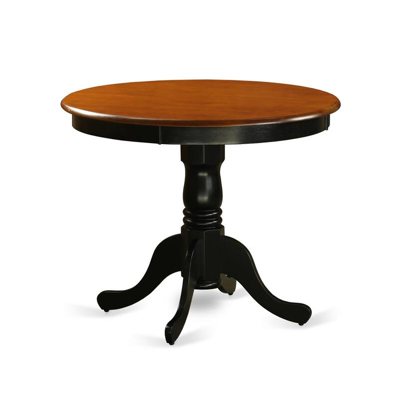 5-Piece Round Black Finish Solid Wood Top Dining table with 4-Chairs with
