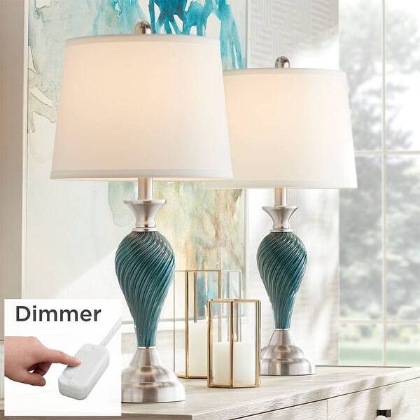 Set of 2 Modern Table Lamps with Table Top Dimmers Green Blue 12" x 25" Bed Bath & Beyond