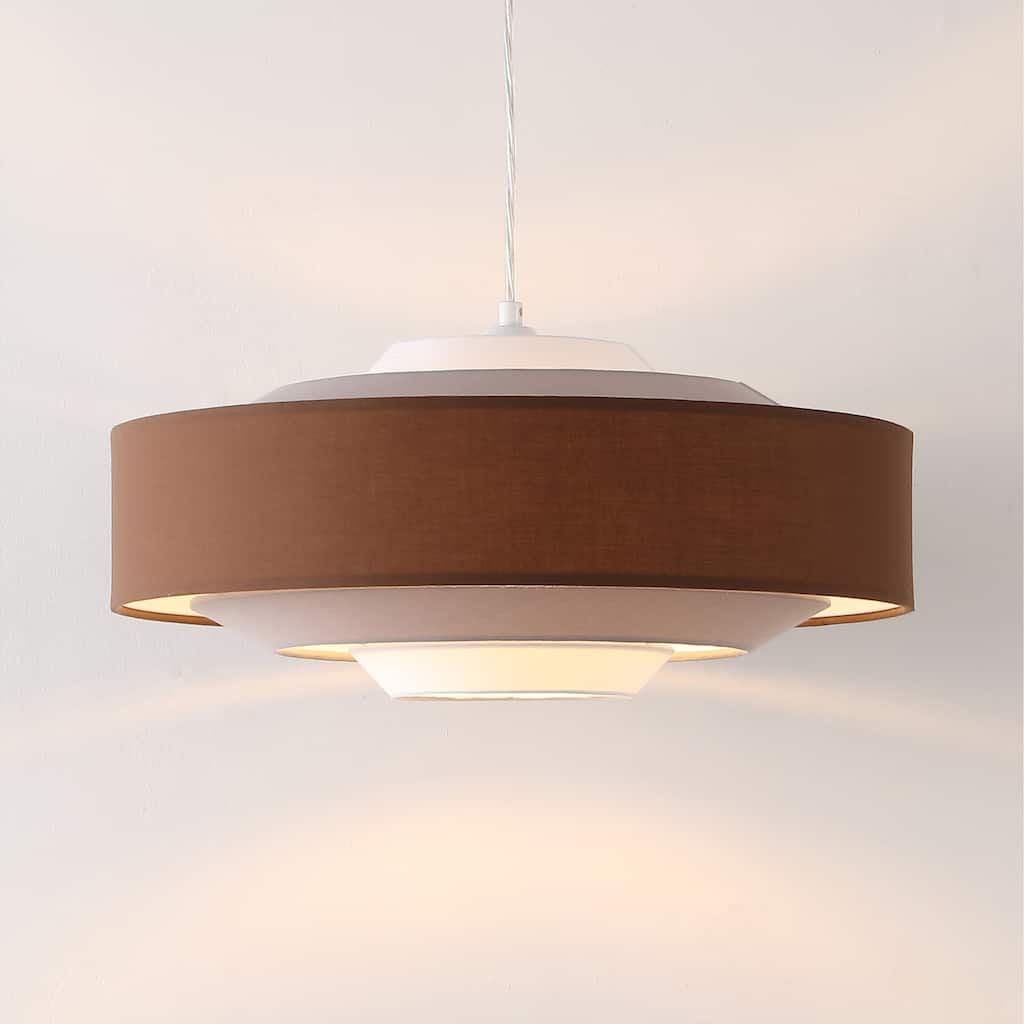 SAFAVIEH Lighting Fatme 20" Pendant - 20" x 20" x 11-70" - withD/H - Brown/Beige/White - 20Wx20Dx70H