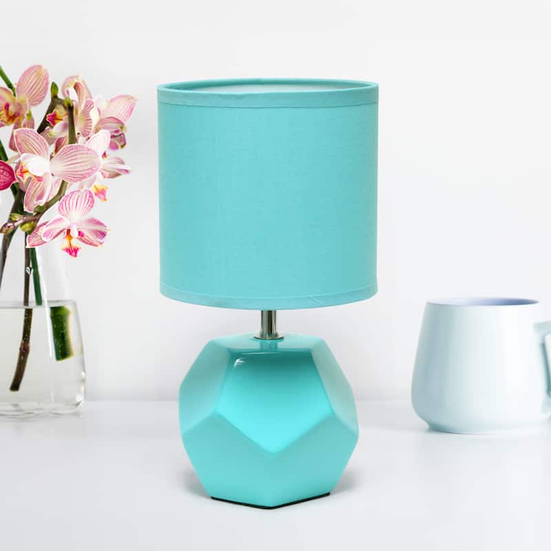 10.24" Modern Geometric Table Lamp with Ceramic Base and Fabric Shade for Bedroom or Office - 5.51"L x 5.51"W x 10.24"H