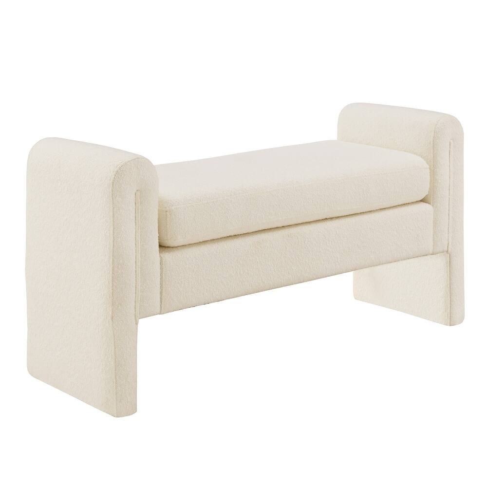 Oyala Ivory White Boucle Bench by iNSPIRE Q Modern
