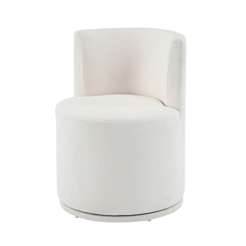 Roomfitters Modern Swivel Upholstered Side Chair for Vanity or Living Room, Beige Fabric