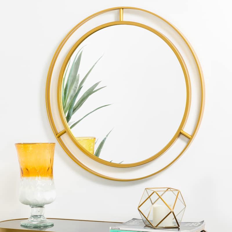 Glitzhome 24"D Modern Round Accent Decorative Wall Mirror Bathroom Vanity Decor