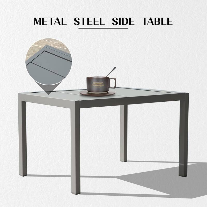 GDFStudio - Adrian Adjustable Aluminum Outdoor Pool Lounge Chair Set with Metal Side Table for All-Weather