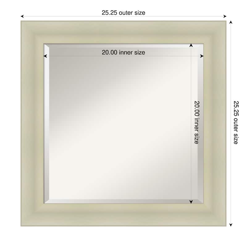 Oliver Beveled Wood Framed Bathroom Vanity Wall Mirror - 25 x 25 in - Oliver Warm Silver