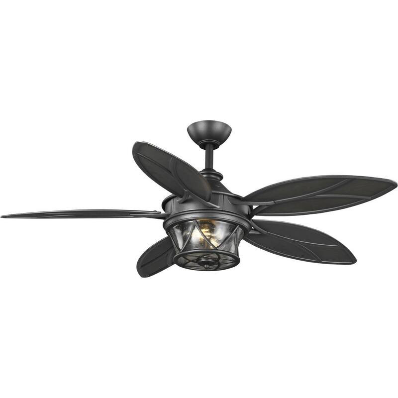 Alfresco Collection 54" Indoor Outdoor Five-Blade Blistered Iron Ceiling Fan - 13.580" x 36.690" x 17.320" - 13.580" x 36.690" x 17.320" - Push Button Switch