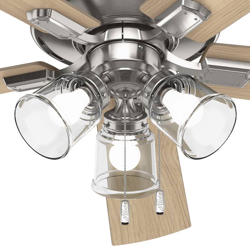 Hunter 60" Crestfield Ceiling Fan w/3-Light LED Light, Pull Chain - Farmhouse, Transitional, Rustic - Exclusive SureSpeed!
