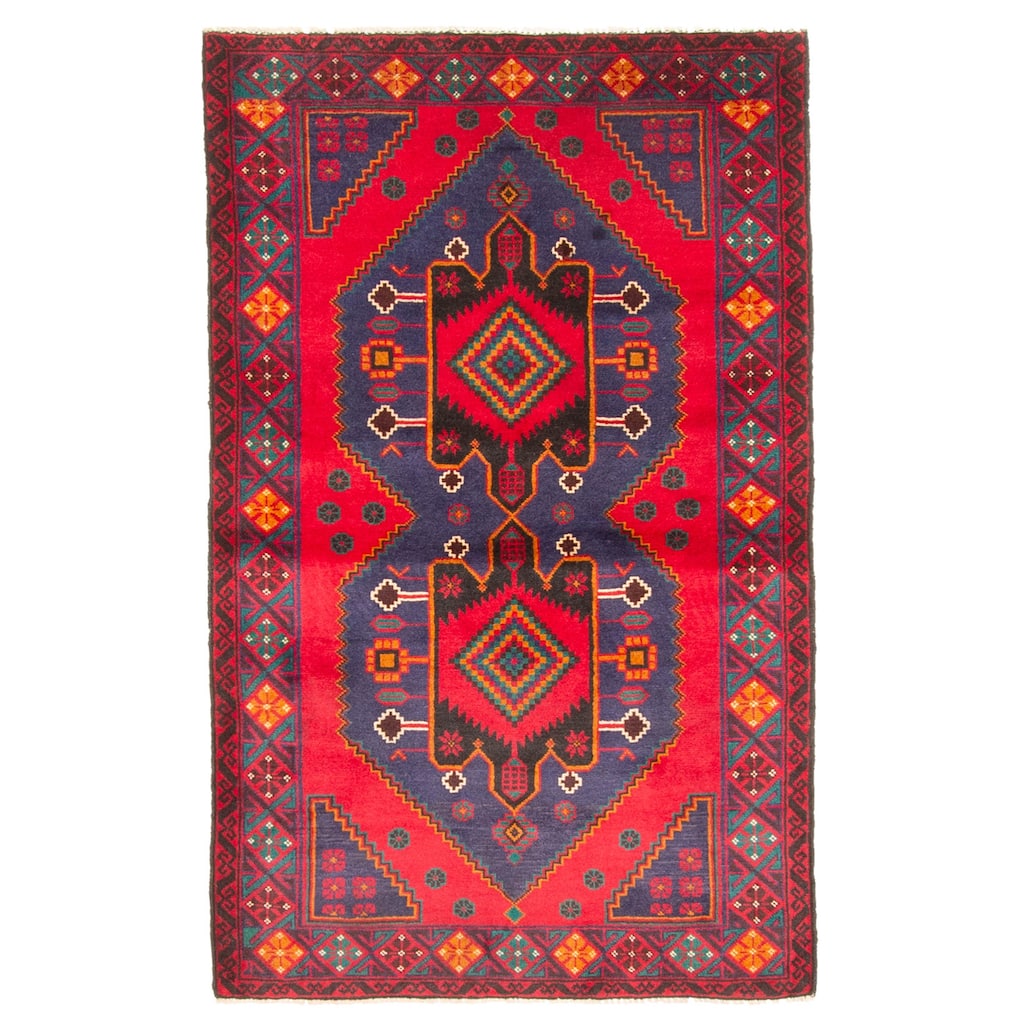 ECARPETGALLERY Hand-knotted Teimani Dark Navy Wool Rug - 2'11 x 5'0