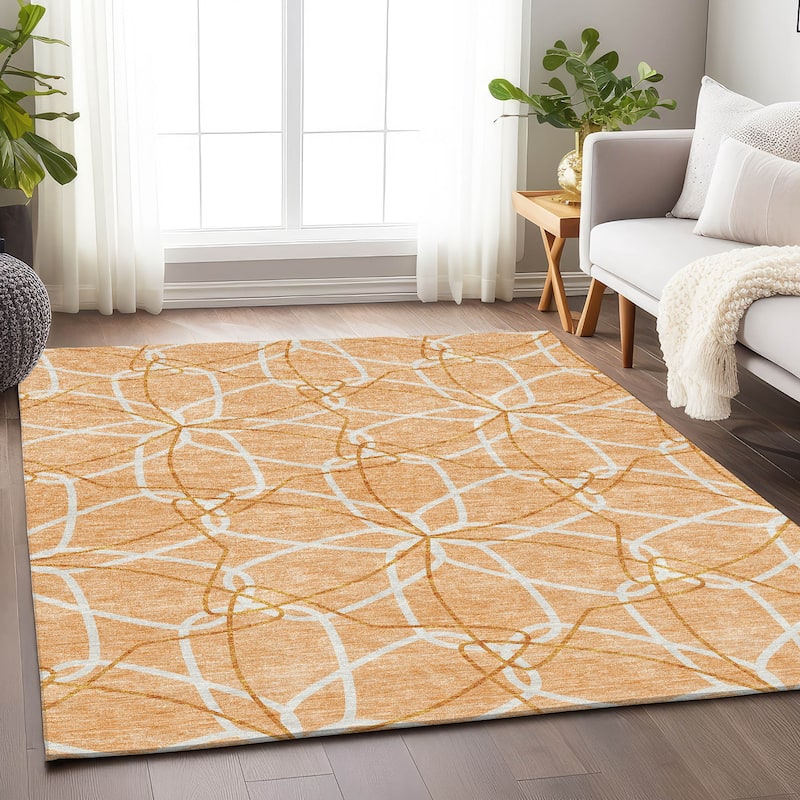Premium Washable Super Soft Modern Floral Mayfield Rug - Peach - 2'6" x 3'10"