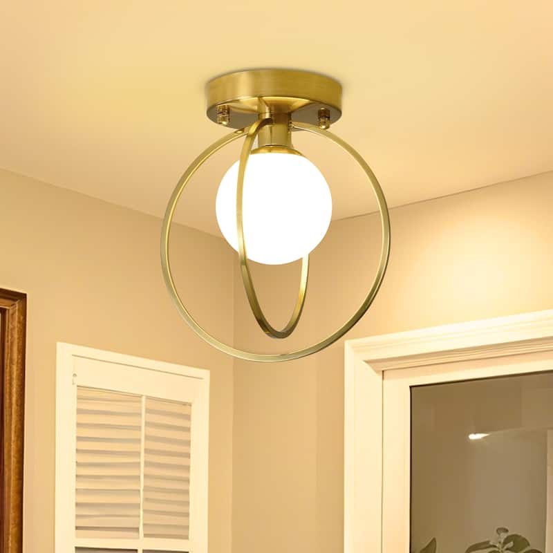 1 - Light Globe Semi Flush Mount - Brushed Gold