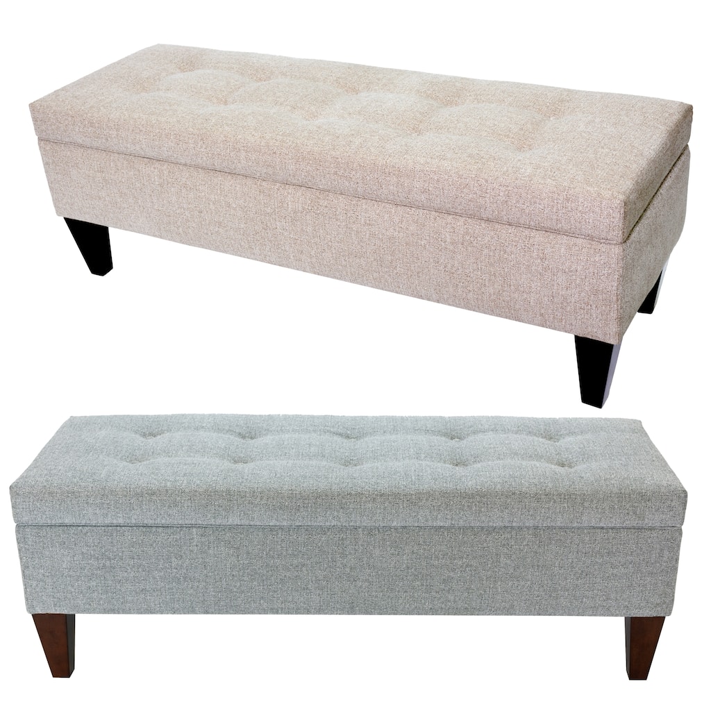 Brooke NOVA Fabric/ Wood Button-tufted Long Storage Bench